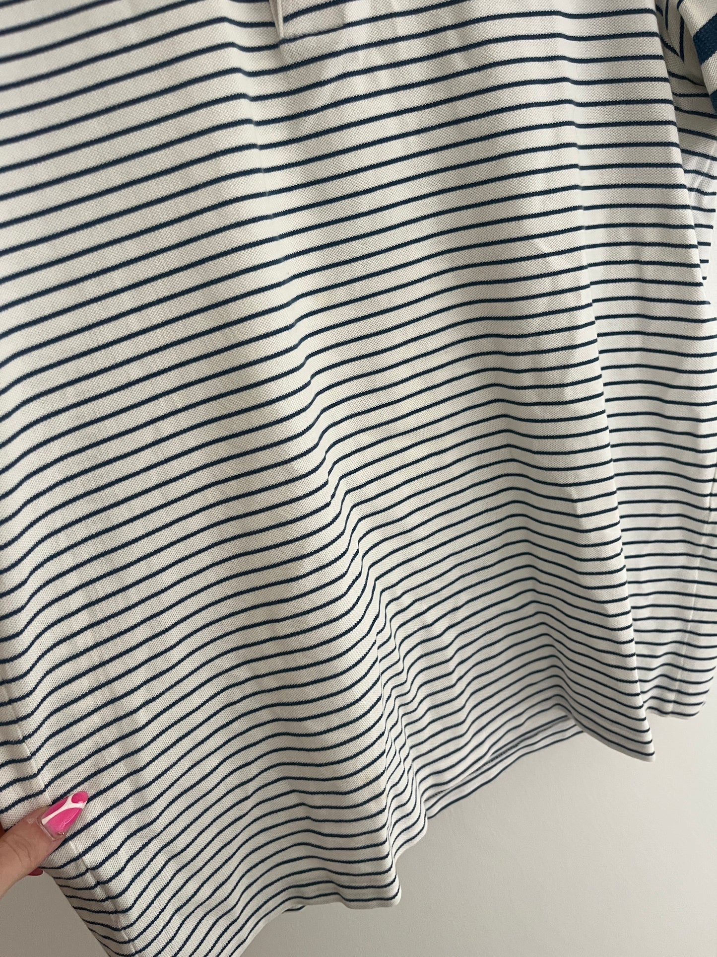 Polo à manches courtes blanc et rayé bleu Lacoste - M