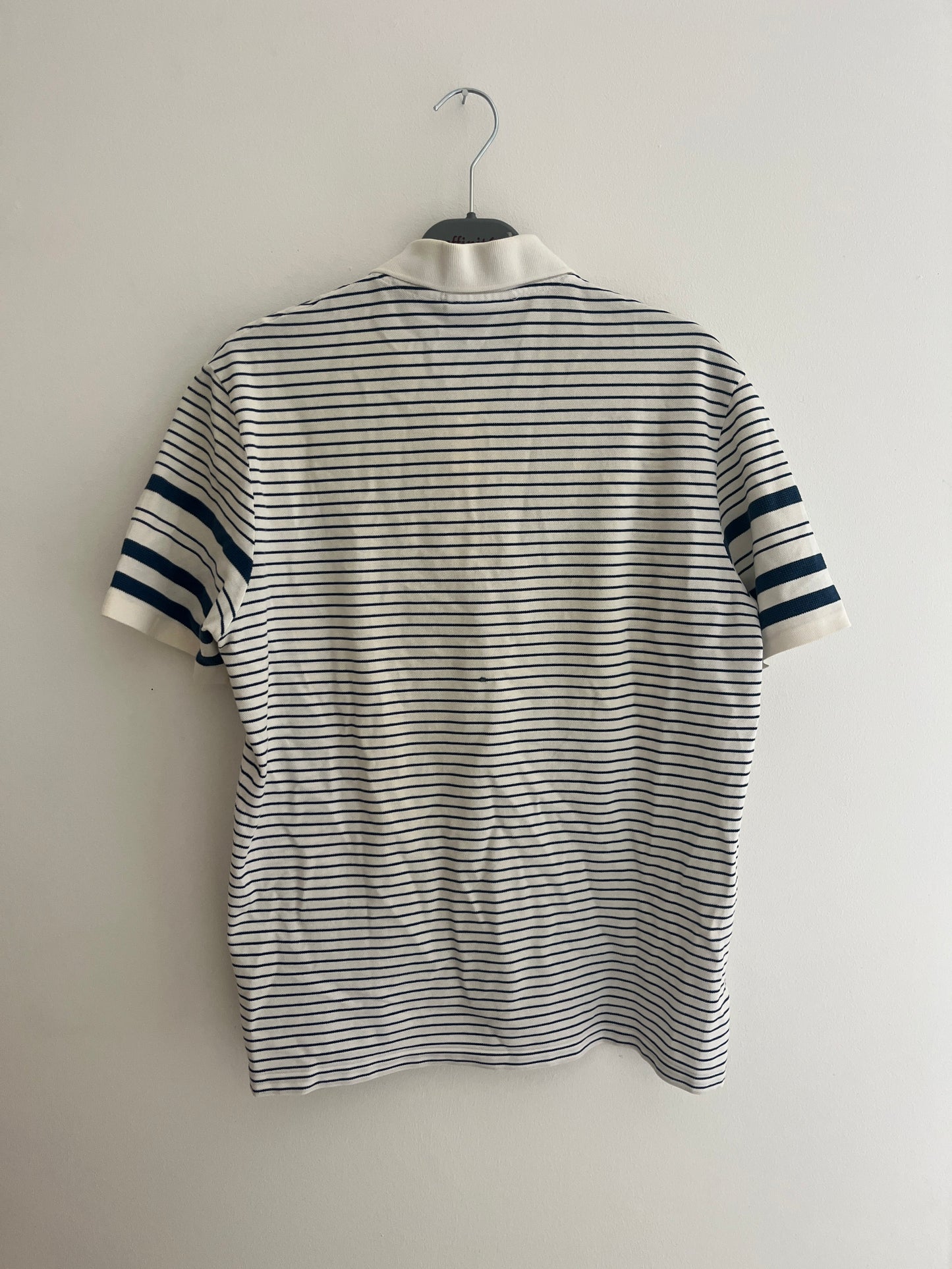 Polo à manches courtes blanc et rayé bleu Lacoste - M
