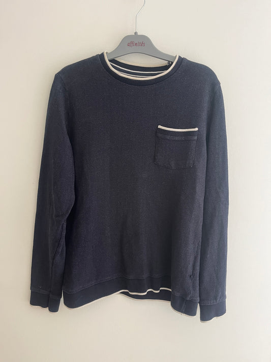 Pull à manches longues bleu avec poche Bonobo - M