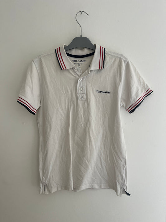 Polo à manches courtes blanc avec détails bleus et rouges Teddy Smith - S
