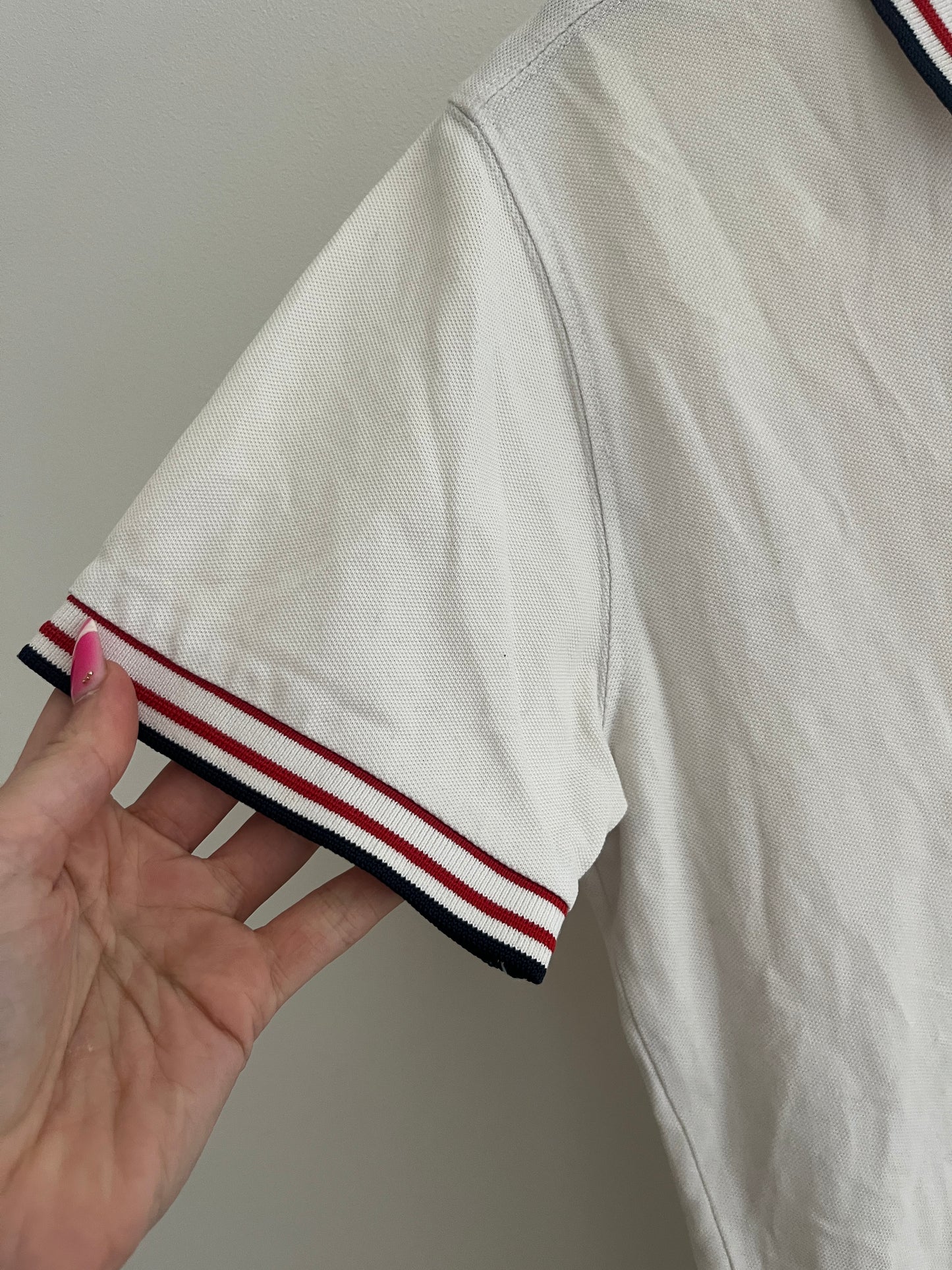 Polo à manches courtes blanc avec détails bleus et rouges Teddy Smith - S