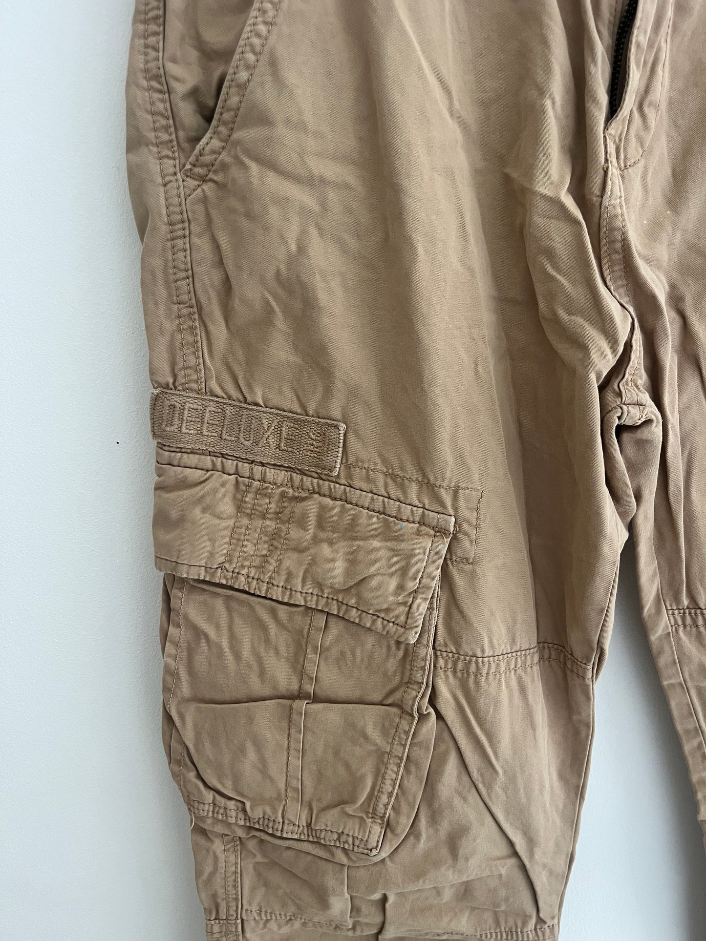 Pantalon cargo beige avec élastiques aux chevilles - M