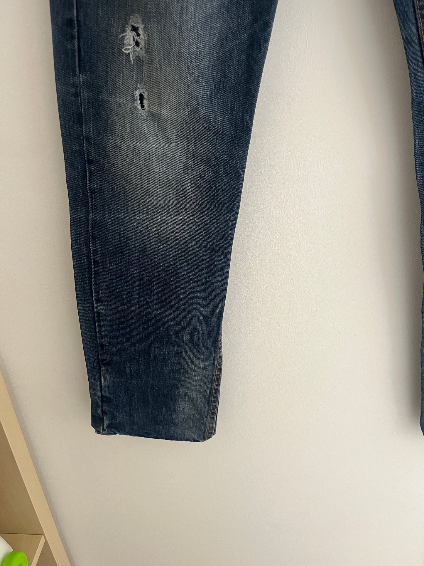 Jean regular fit bleu brut délavé et troué - 40/L