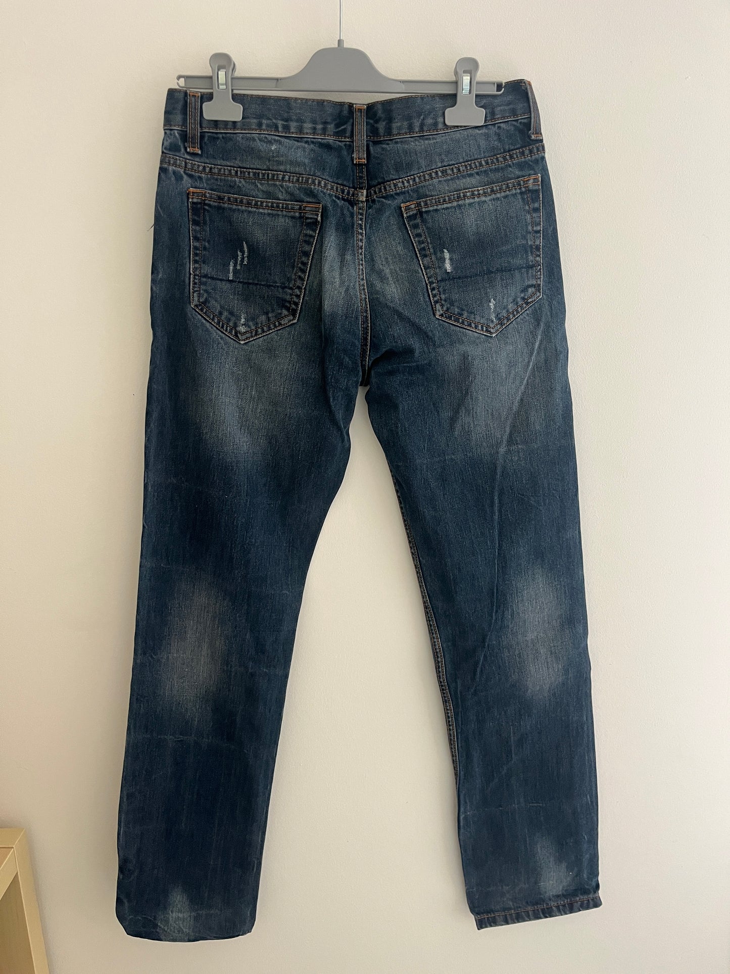 Jean regular fit bleu brut délavé et troué - 40/L
