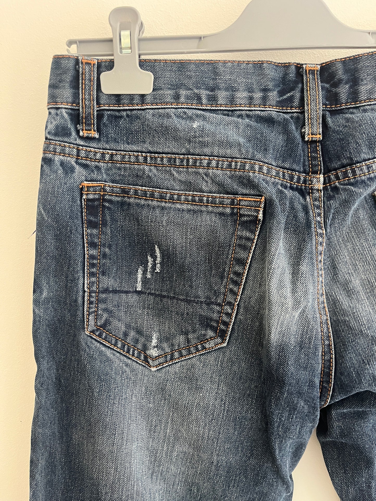 Jean regular fit bleu brut délavé et troué - 40/L