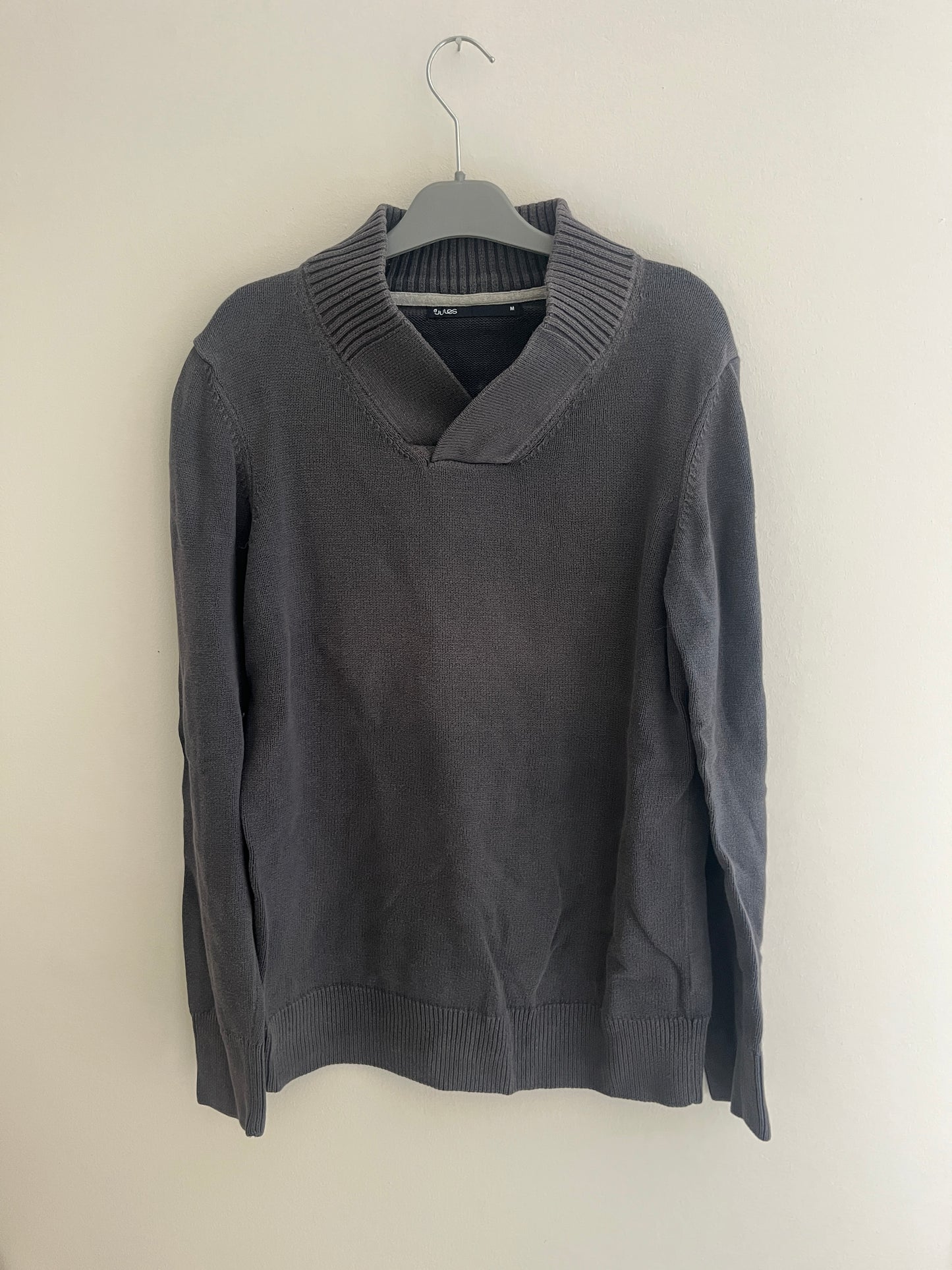 Pull à manches longues gris avec gros col Jules - M