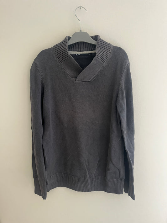 Pull à manches longues gris avec gros col Jules - M