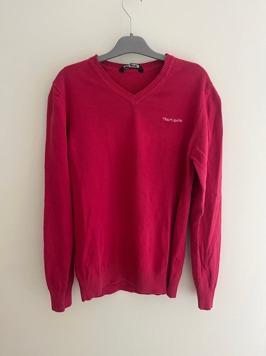 Pull à manches longues fuschia col V Teddy Smith - L
