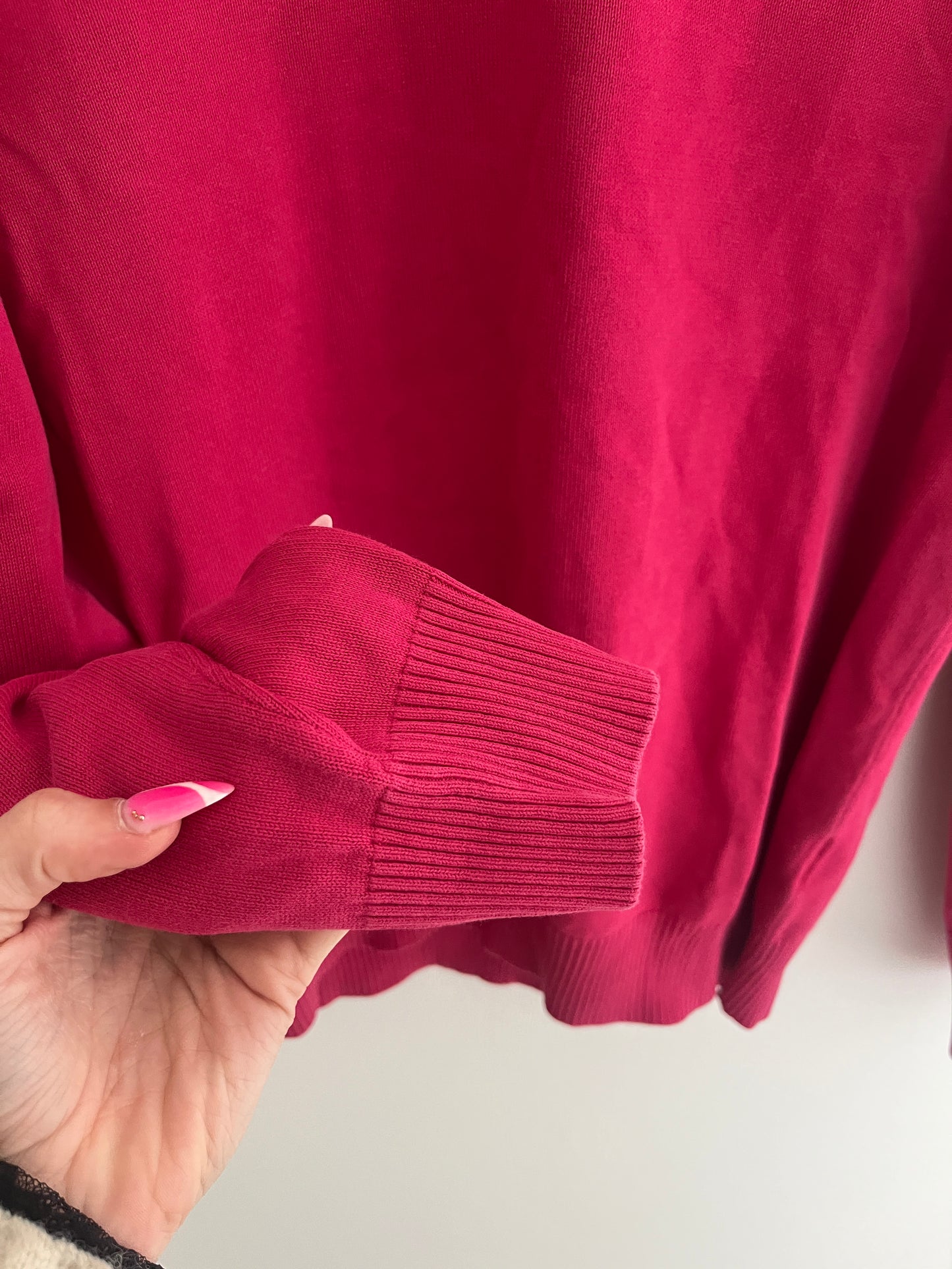 Pull à manches longues fuschia col V Teddy Smith - L