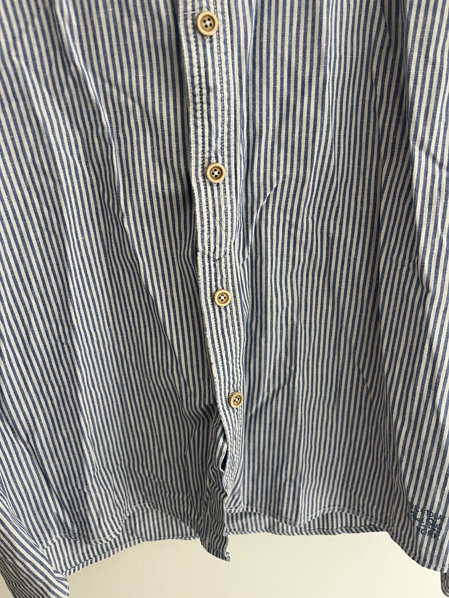 Chemise à manches longues rayée bleu et blanc - L