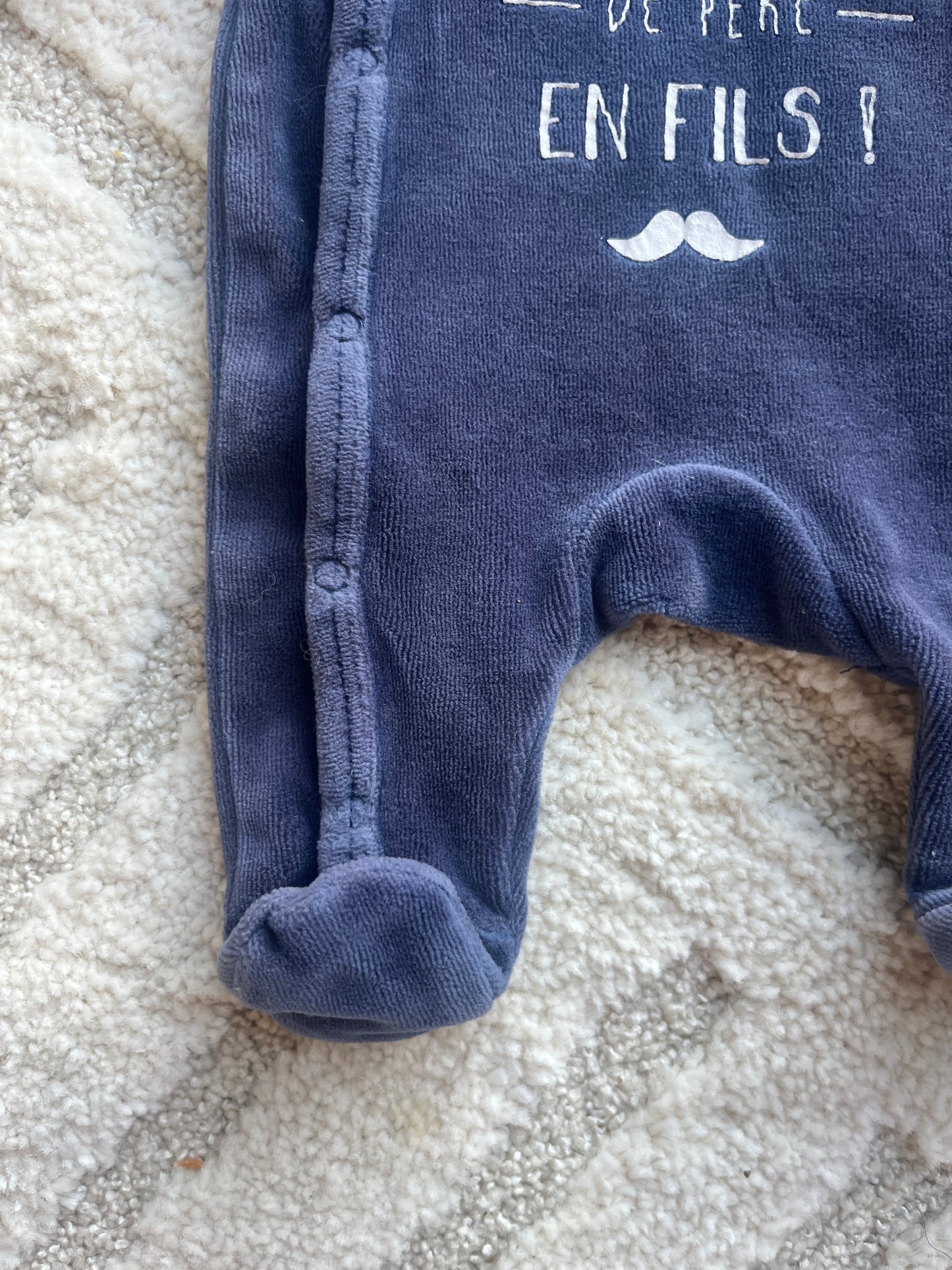 Pyjama en velours bleu marine « génial de père en fils » P’tit Bisou - 00 mois (46cm)