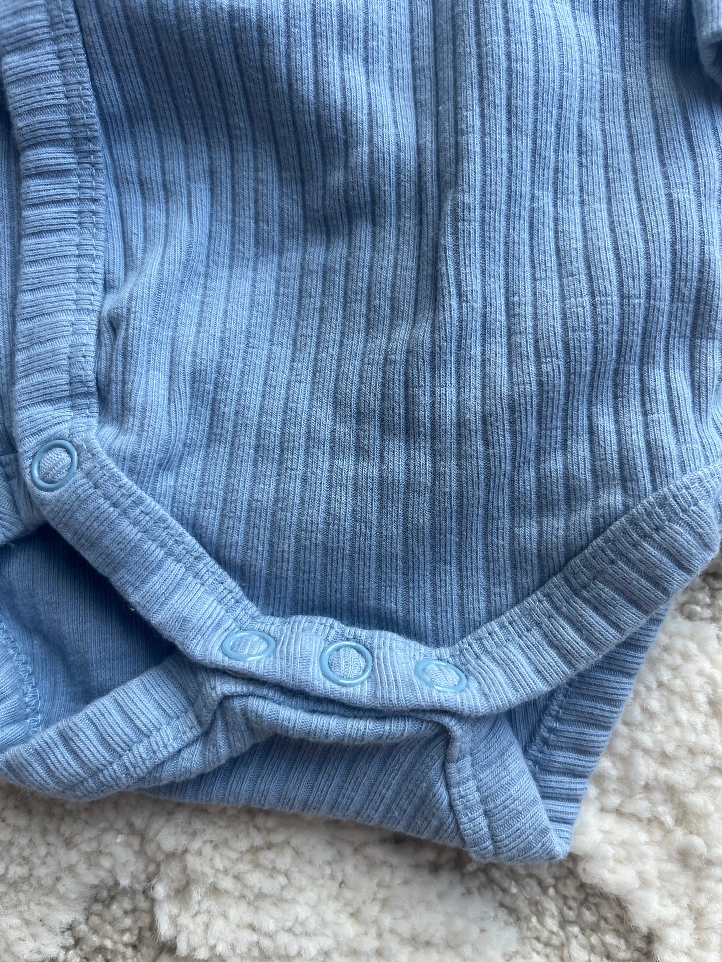 Body manches longues côtelé ouverture devant bleu - prématuré (44cm)