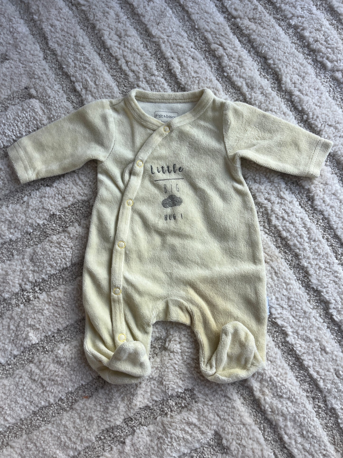 Pyjama velours jaune « Little big hug » P’tit Bisou - prématuré (46cm)