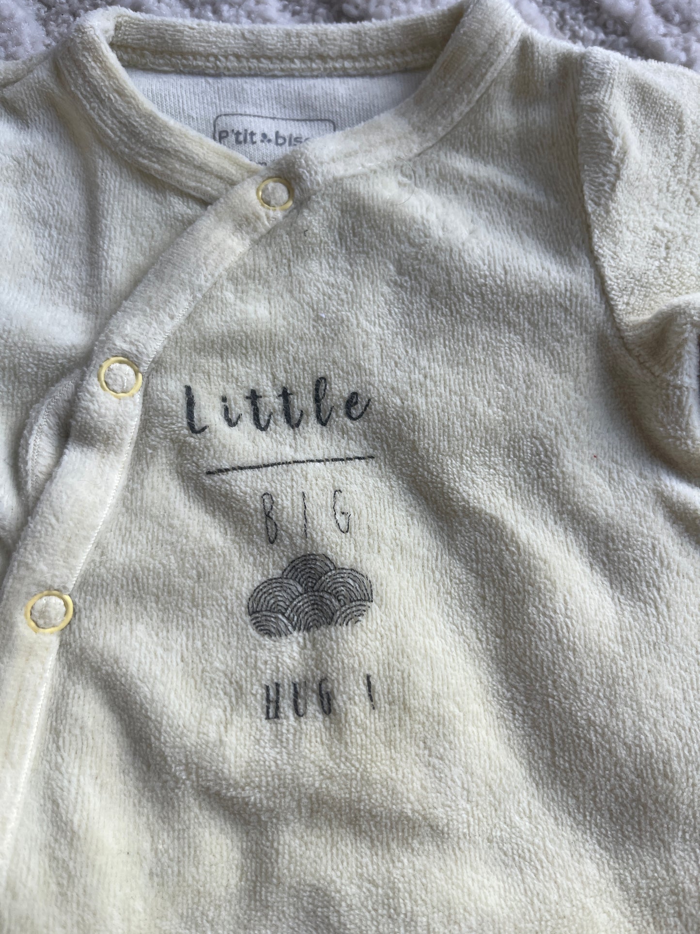 Pyjama velours jaune « Little big hug » P’tit Bisou - prématuré (46cm)