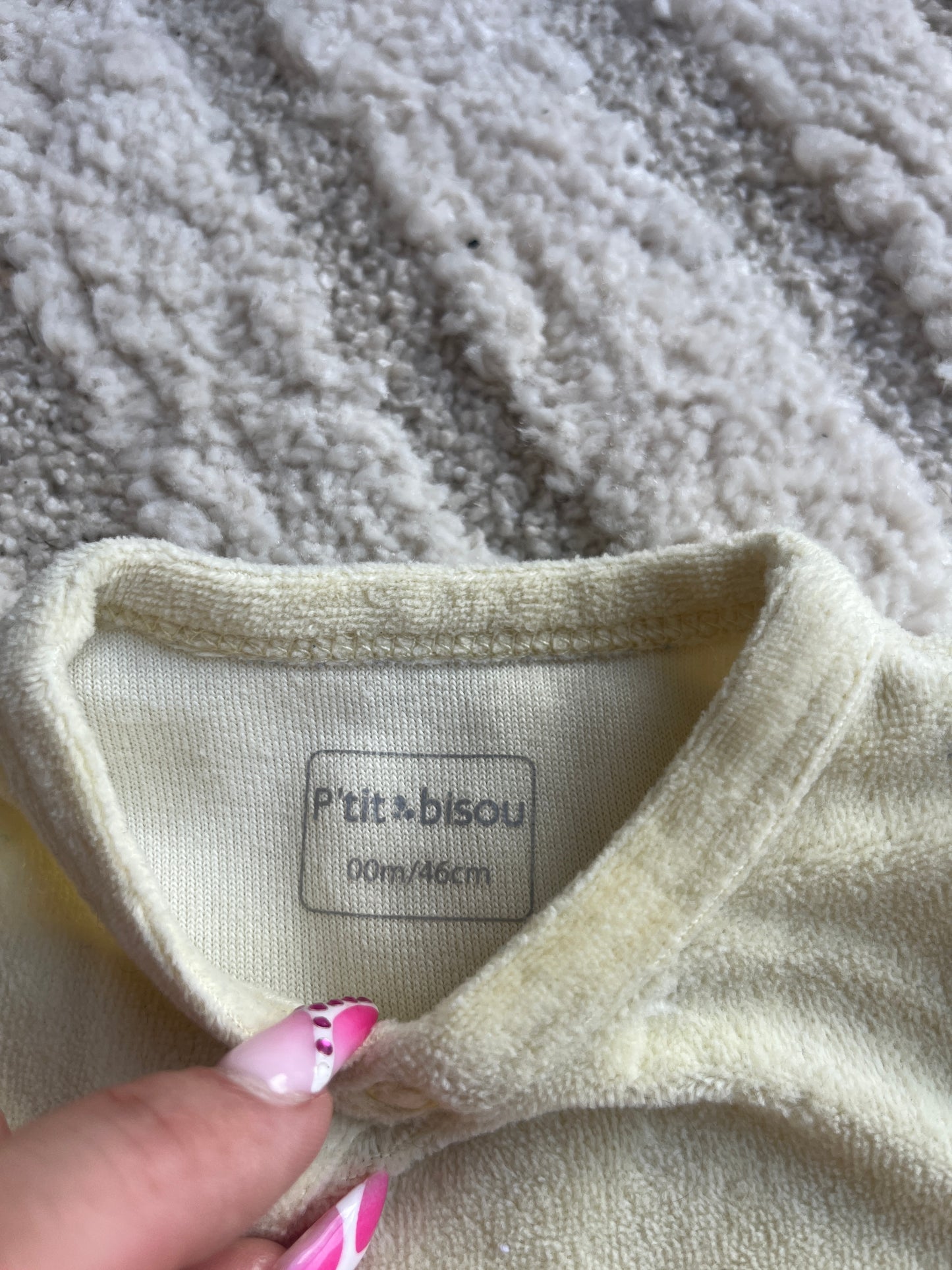 Pyjama velours jaune « Little big hug » P’tit Bisou - prématuré (46cm)