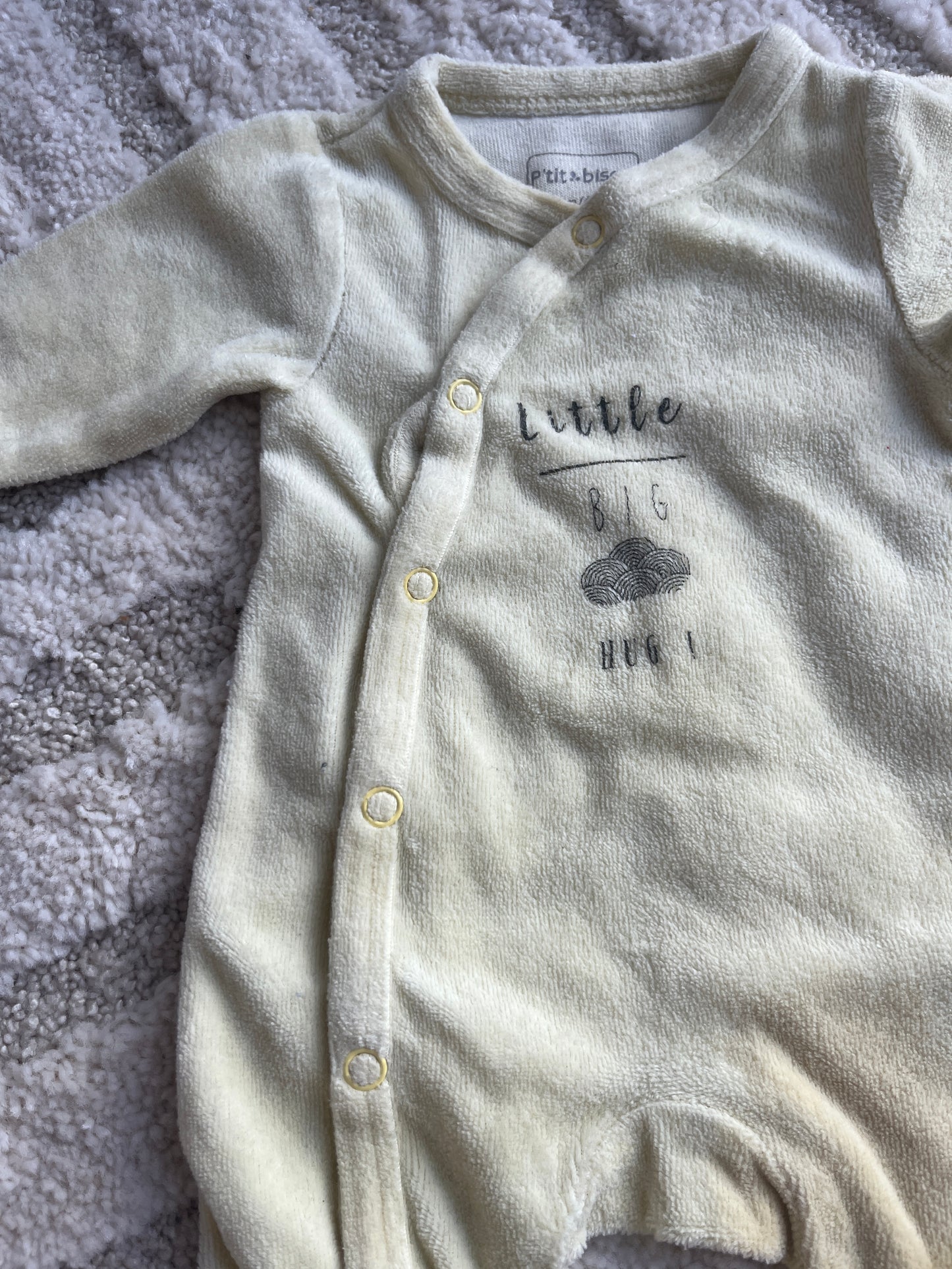 Pyjama velours jaune « Little big hug » P’tit Bisou - prématuré (46cm)