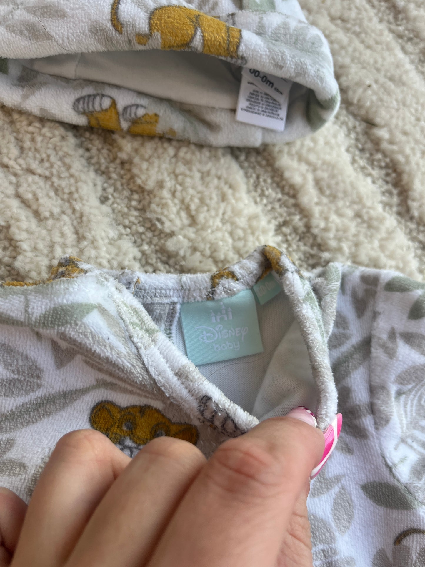 Ensemble pyjama velours + bonnet Le Roi Lion - 00/0 mois (50cm)