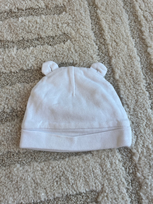 Bonnet en jersey blanc avec 2 petites oreilles Kimbaloo - 3 mois