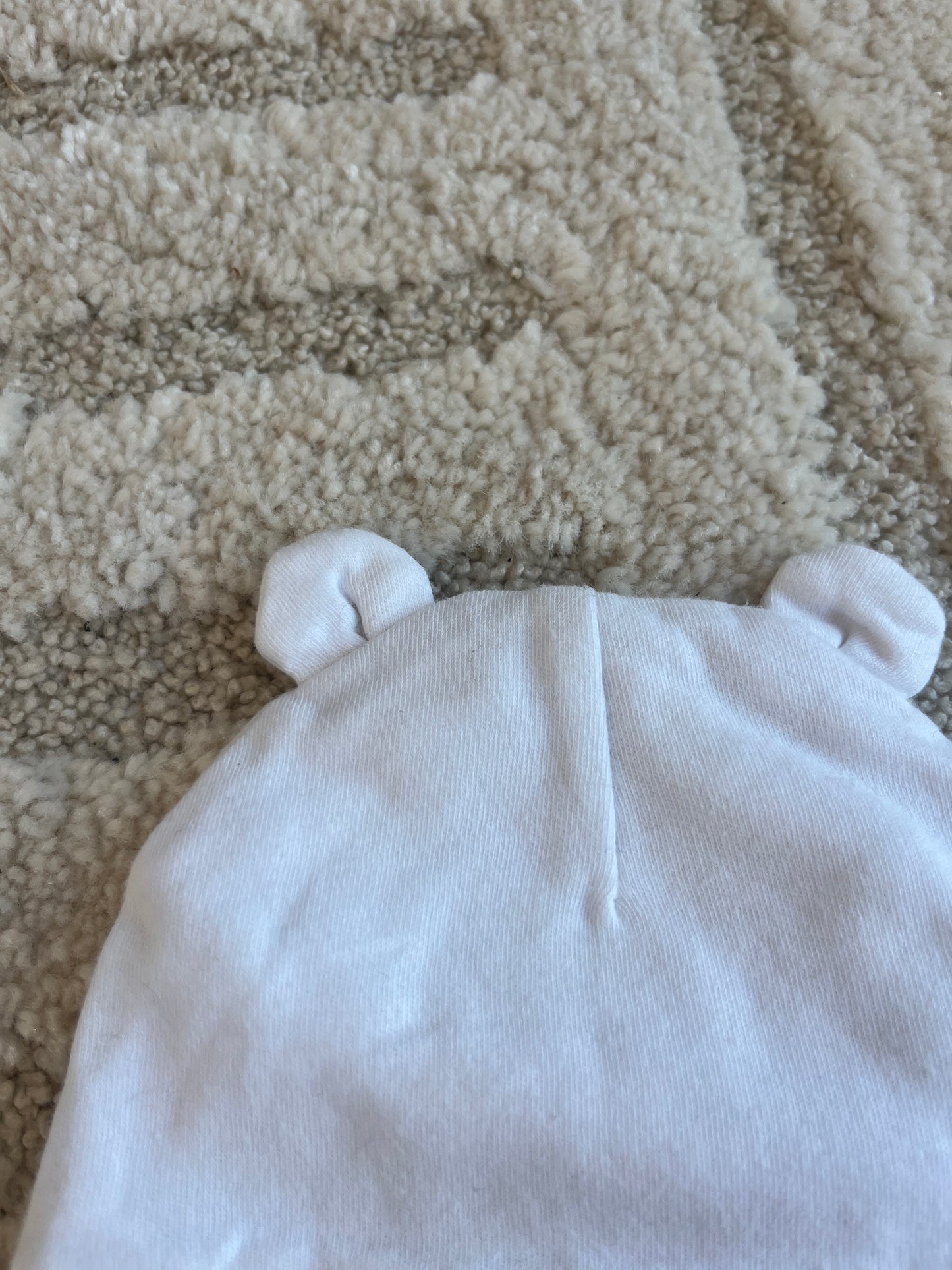 Bonnet en jersey blanc avec 2 petites oreilles Kimbaloo - 3 mois