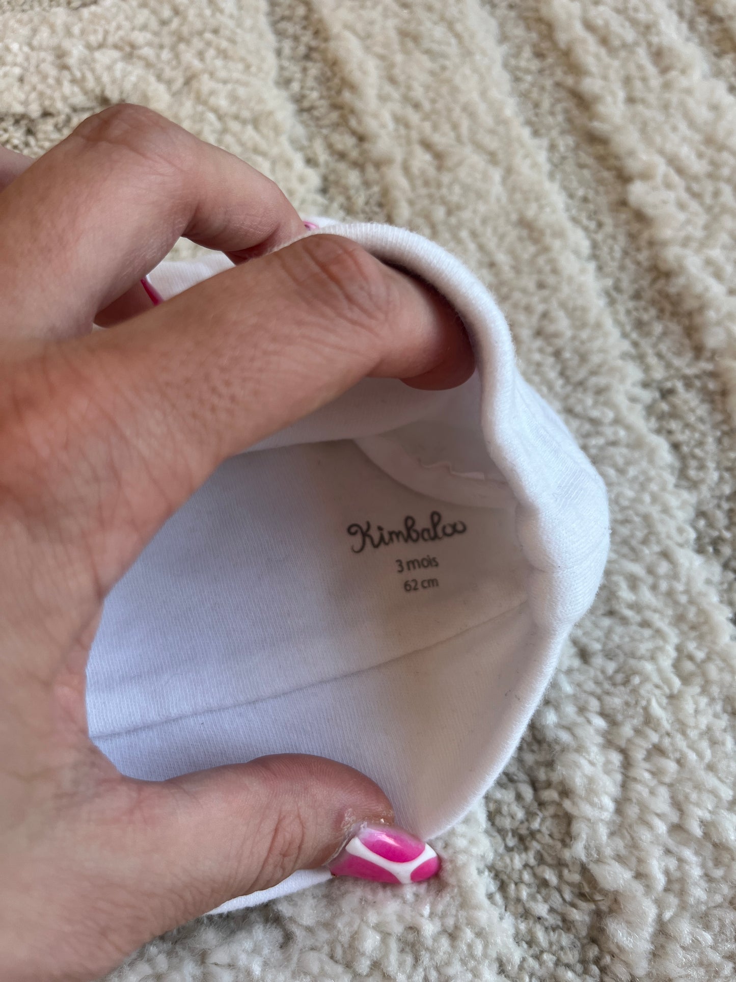 Bonnet en jersey blanc avec 2 petites oreilles Kimbaloo - 3 mois