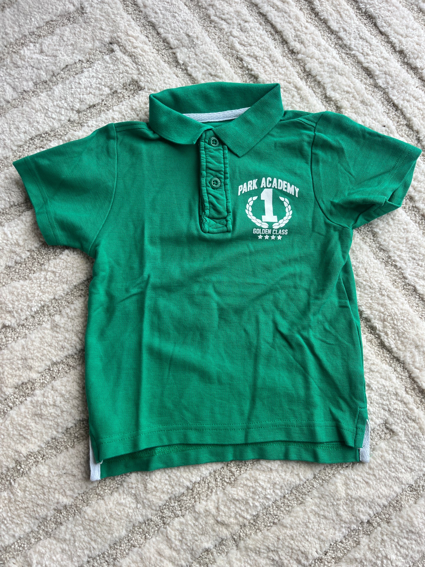 Polo en maille à manches courtes vert « Park Academy » - 4 ans