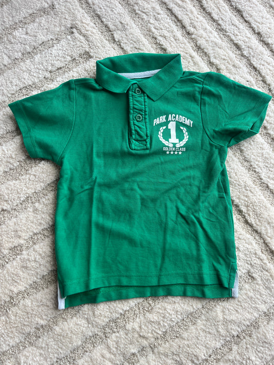 Polo en maille à manches courtes vert « Park Academy » - 4 ans