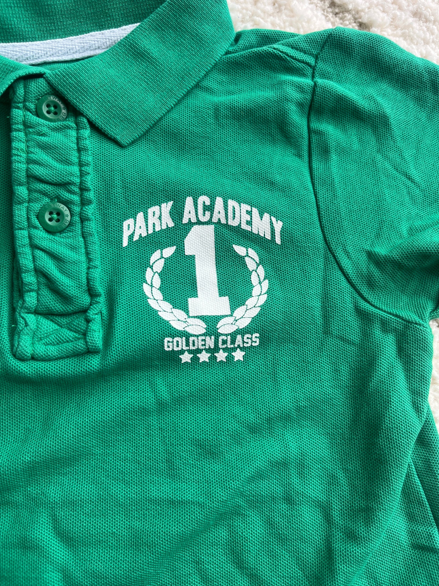 Polo en maille à manches courtes vert « Park Academy » - 4 ans