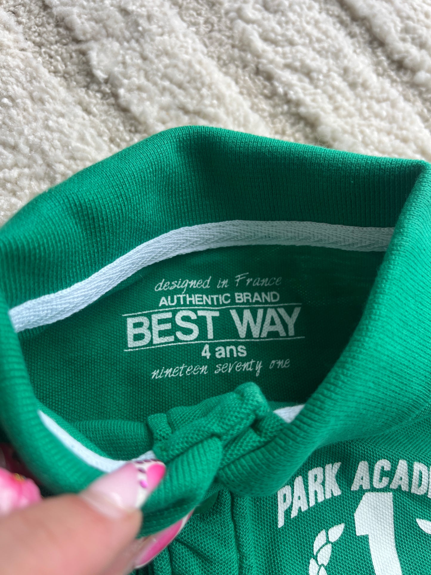 Polo en maille à manches courtes vert « Park Academy » - 4 ans