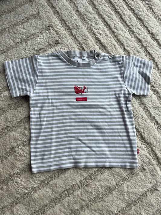 T-shirt à manches courtes blanc rayé beige Arthur & Felicie - 4 ans