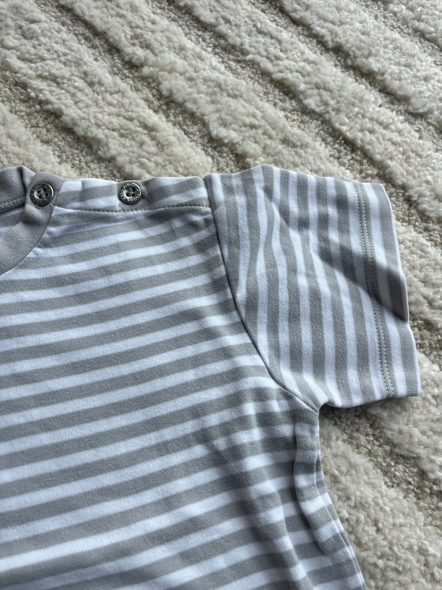 T-shirt à manches courtes blanc rayé beige Arthur & Felicie - 4 ans