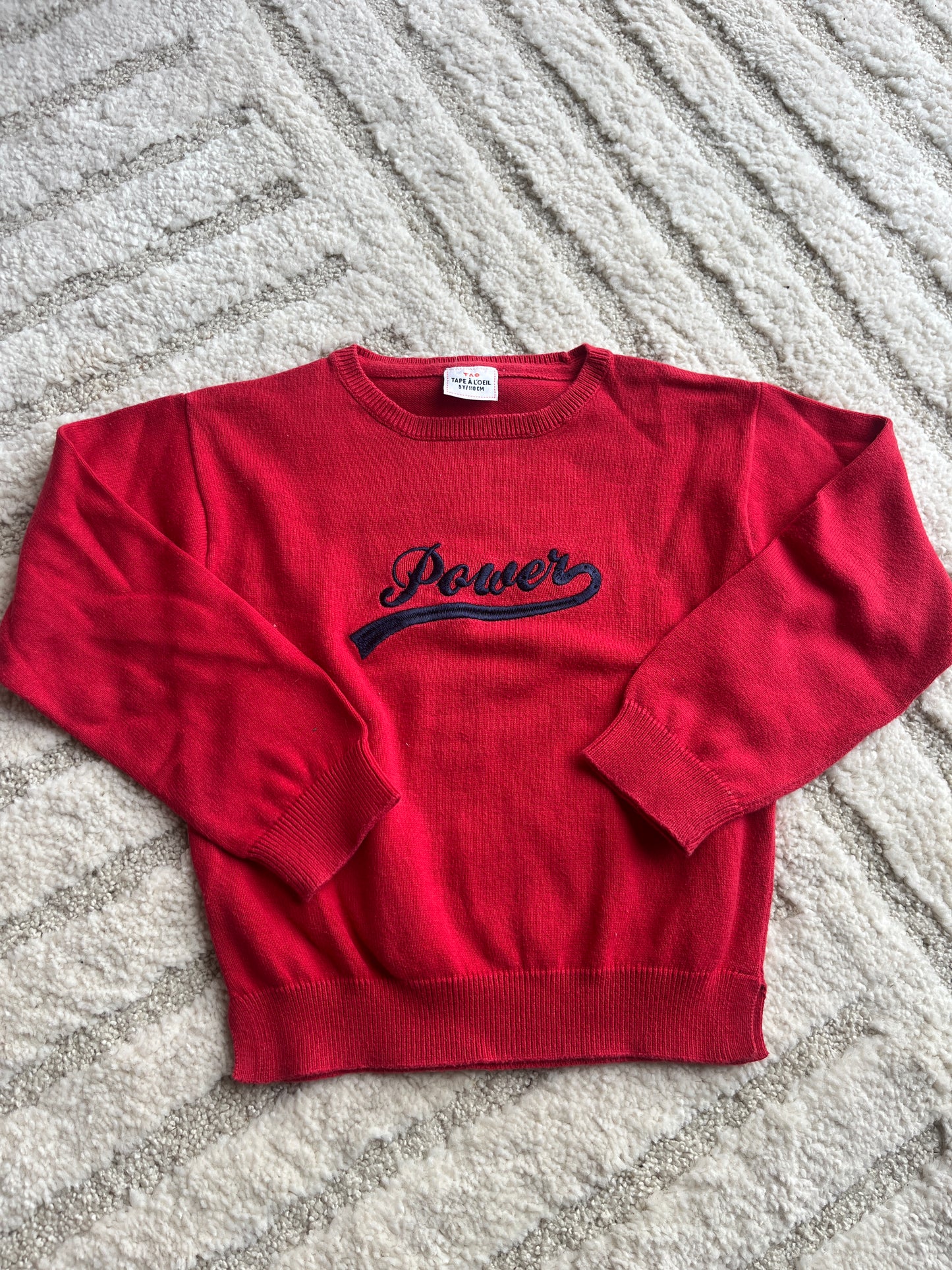 Pull en maille à manches longues rouge « Power » - 5 ans
