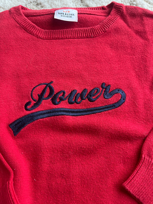 Pull en maille à manches longues rouge « Power » - 5 ans