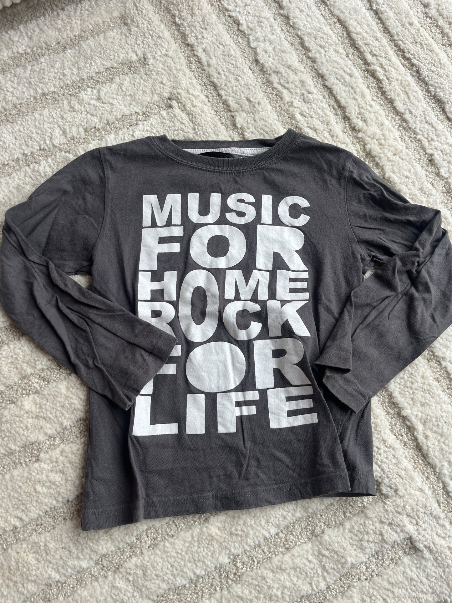 T-shirt à manches longues gris/marron « music rock » - 6 ans