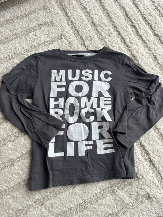 T-shirt à manches longues gris/marron « music rock » - 6 ans