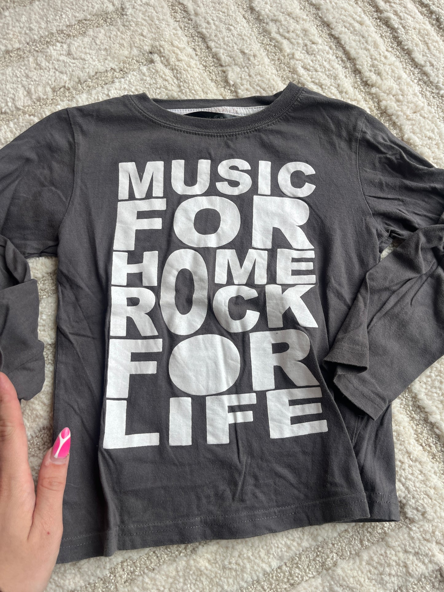 T-shirt à manches longues gris/marron « music rock » - 6 ans