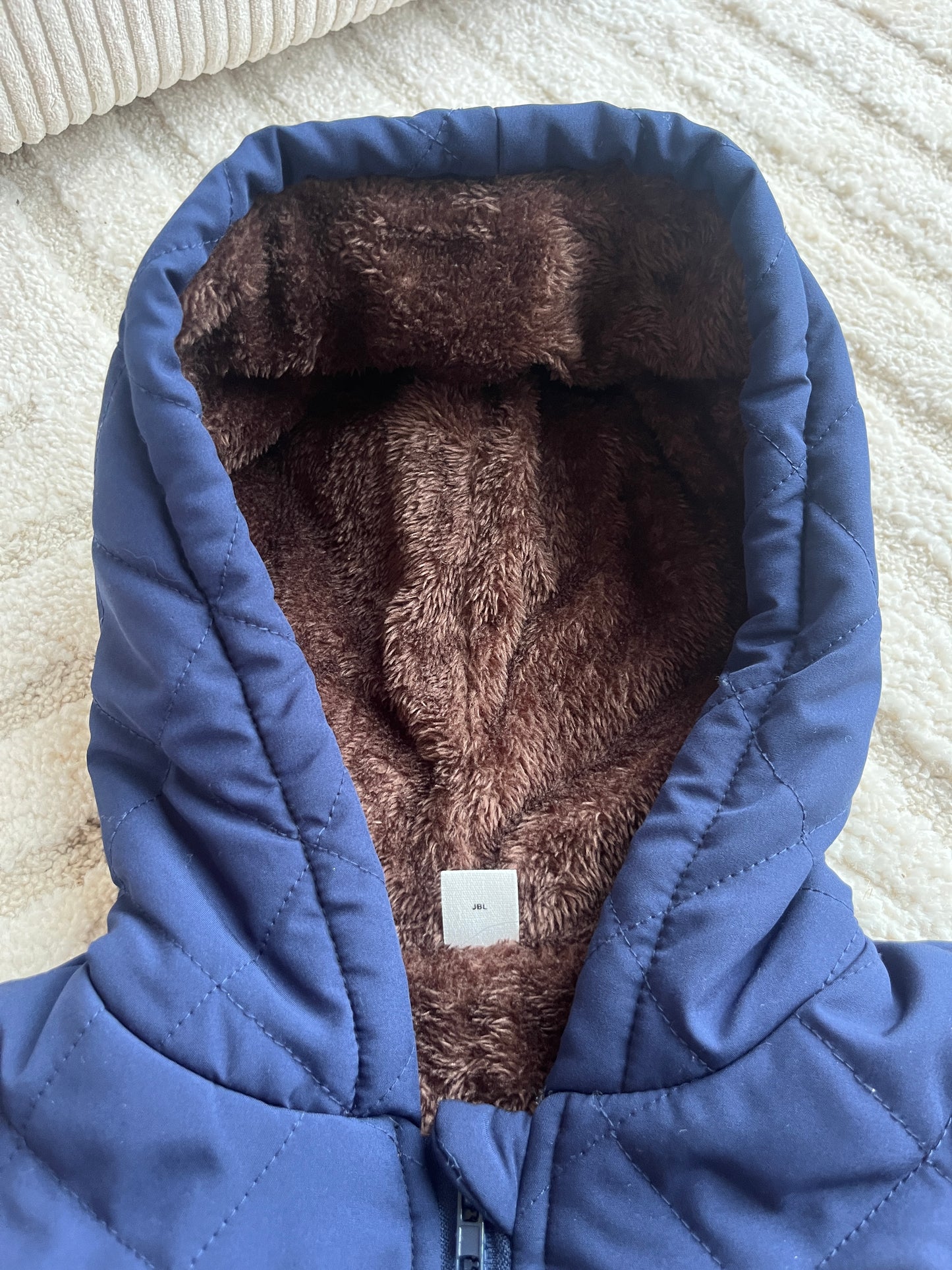 Blouson matelassé orange et bleu « A » - 6 ans