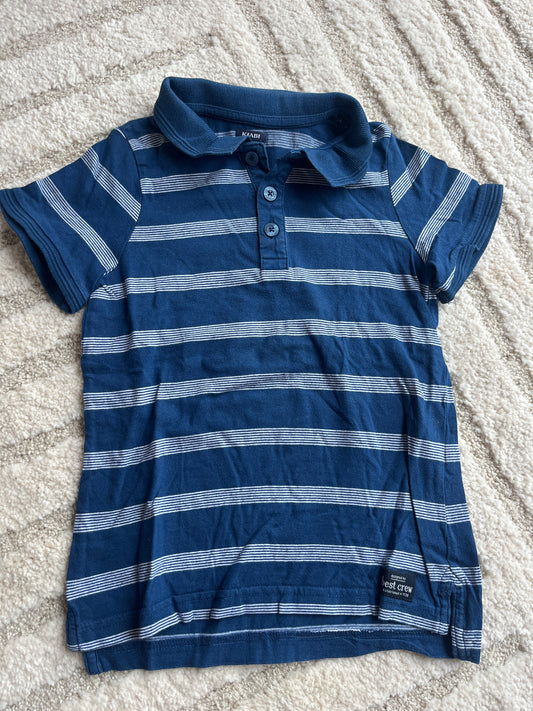 Polo à manches courtes bleu avec rayures blanches « best crew » - 8 ans