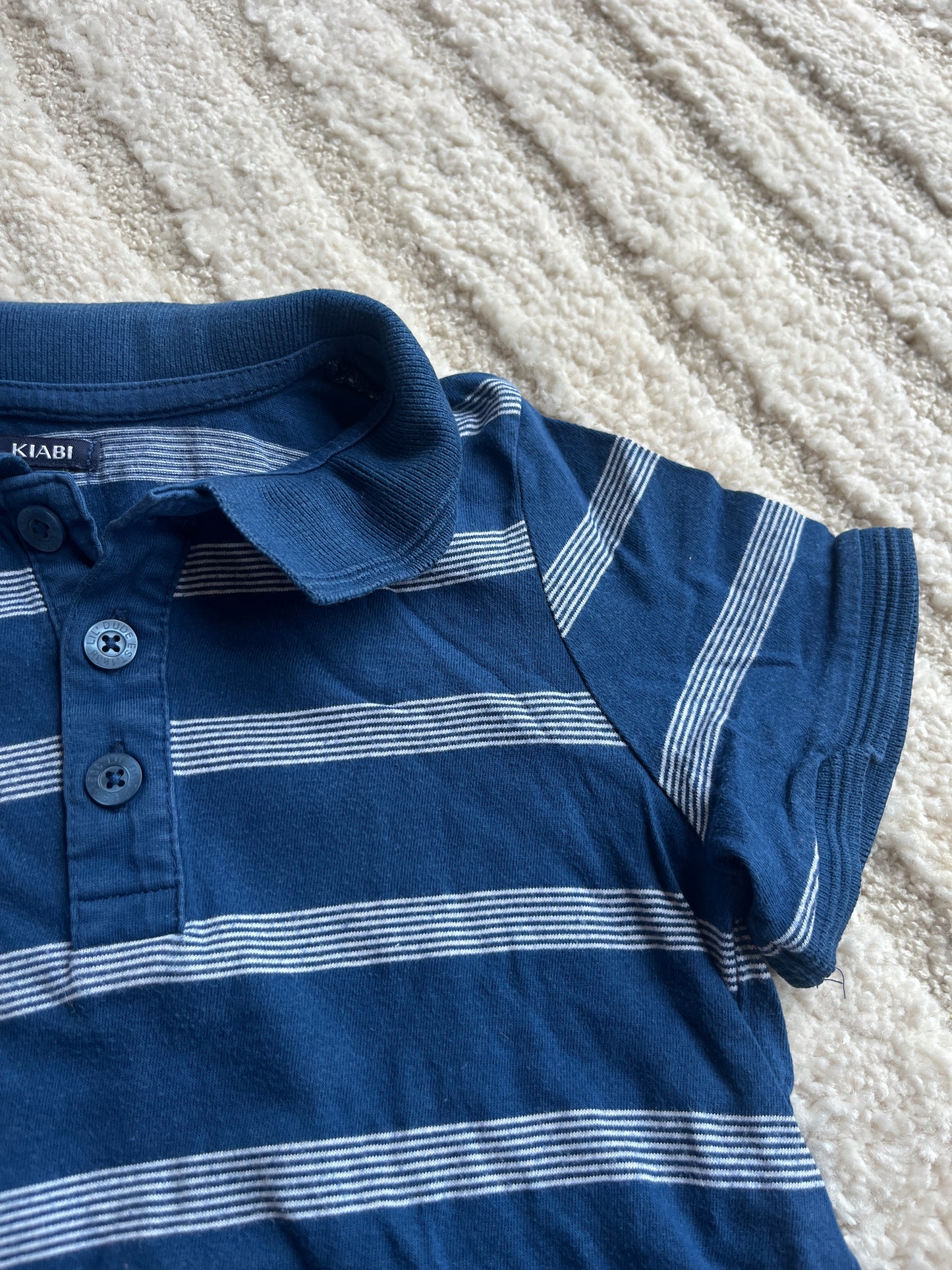 Polo à manches courtes bleu avec rayures blanches « best crew » - 8 ans
