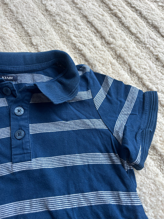 Polo à manches courtes bleu avec rayures blanches « best crew » - 8 ans