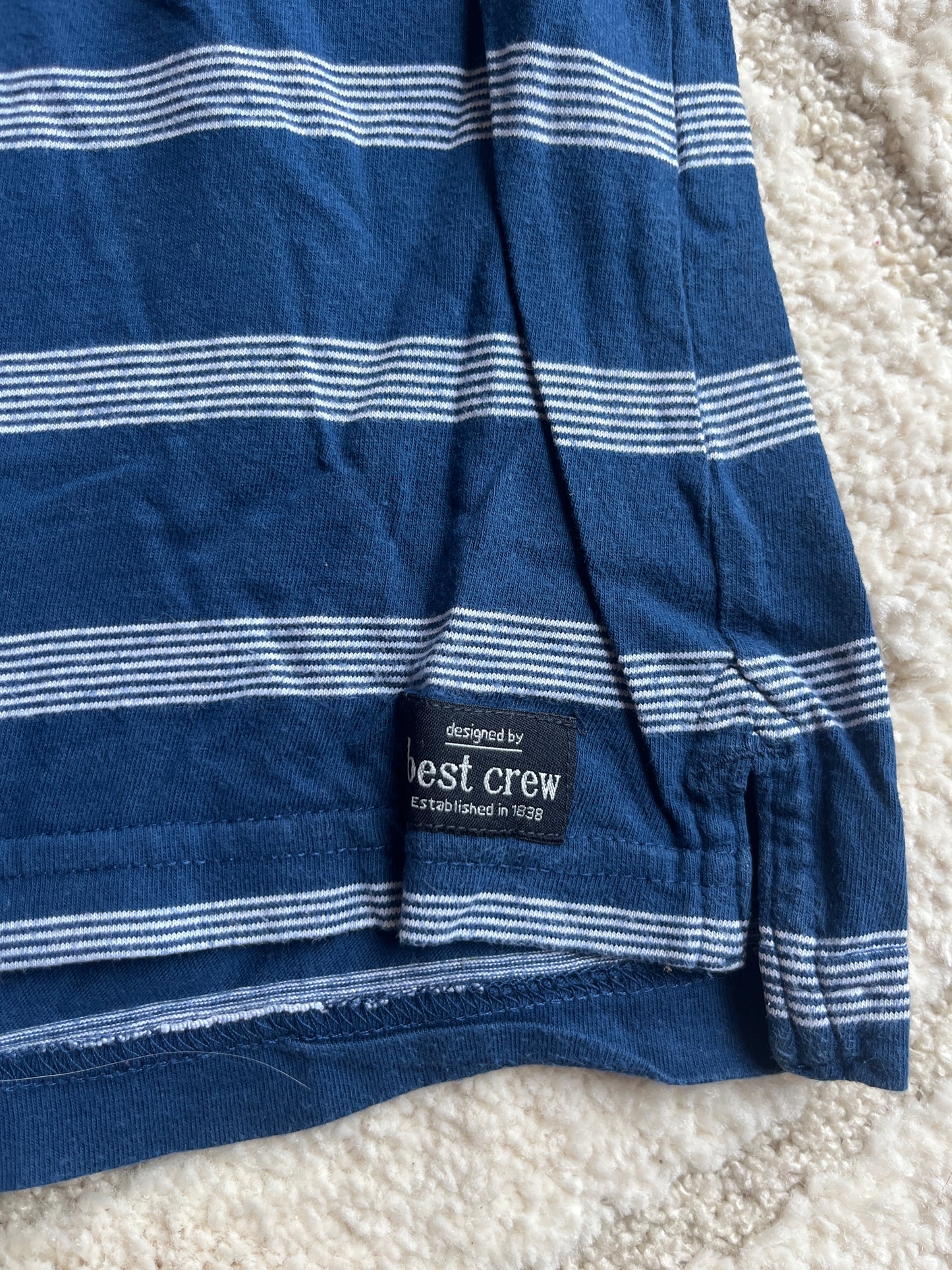 Polo à manches courtes bleu avec rayures blanches « best crew » - 8 ans