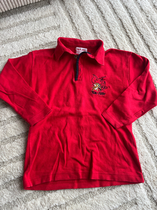 Polo à manches longues rouge Tom&Jerry - 8 ans