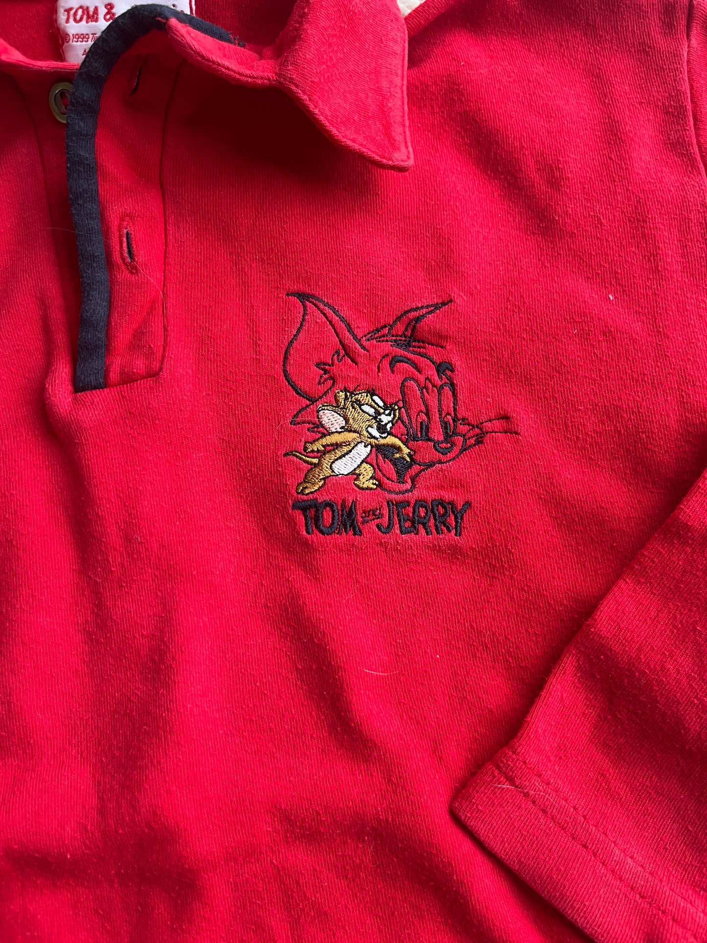 Polo à manches longues rouge Tom&Jerry - 8 ans