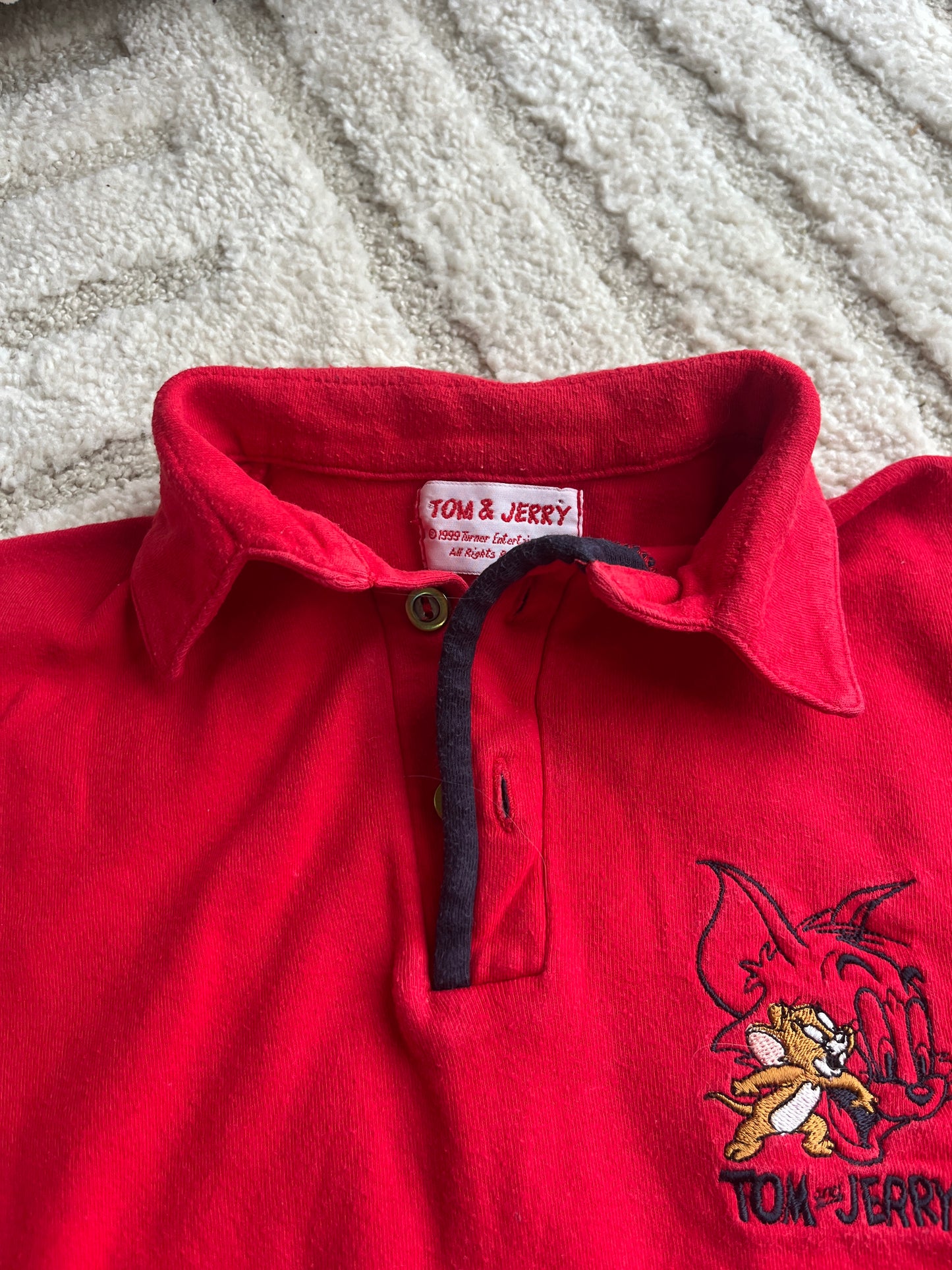 Polo à manches longues rouge Tom&Jerry - 8 ans