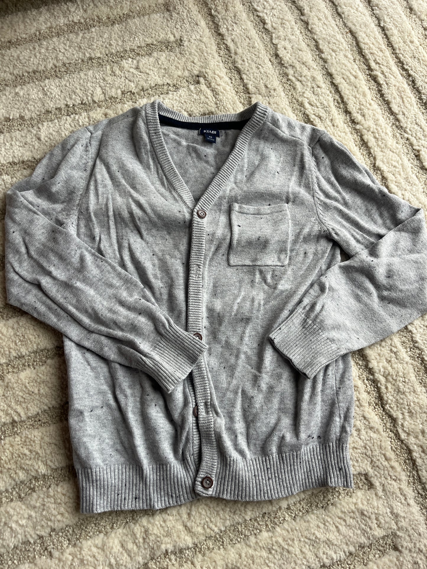 Cardigan à manches longues gris avec détails noirs - 8 ans