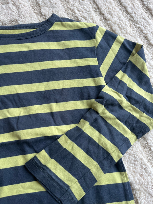 T-shirt à manches longues rayé bleu et vert Sidewalk - 8 ans