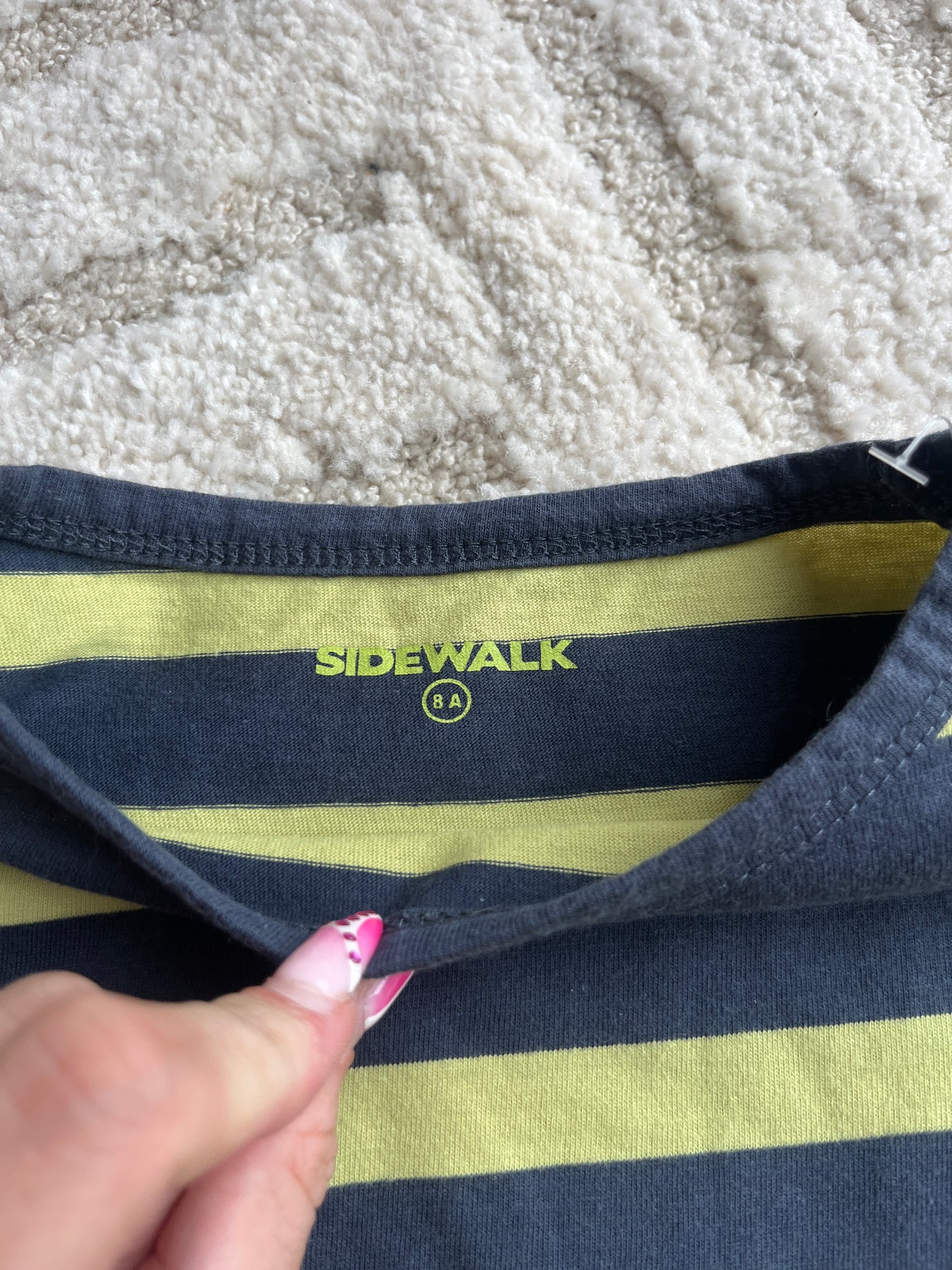 T-shirt à manches longues rayé bleu et vert Sidewalk - 8 ans