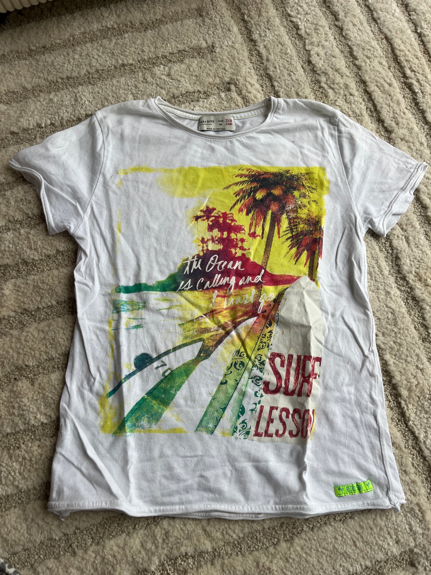 T-shirt à manches courtes blanc « surf lesson » Zara - 7/8 ans (128cm)
