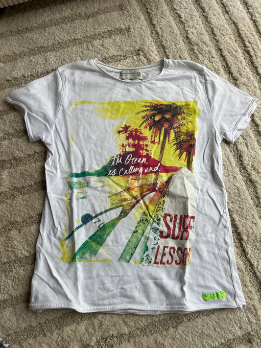 T-shirt à manches courtes blanc « surf lesson » Zara - 7/8 ans (128cm)