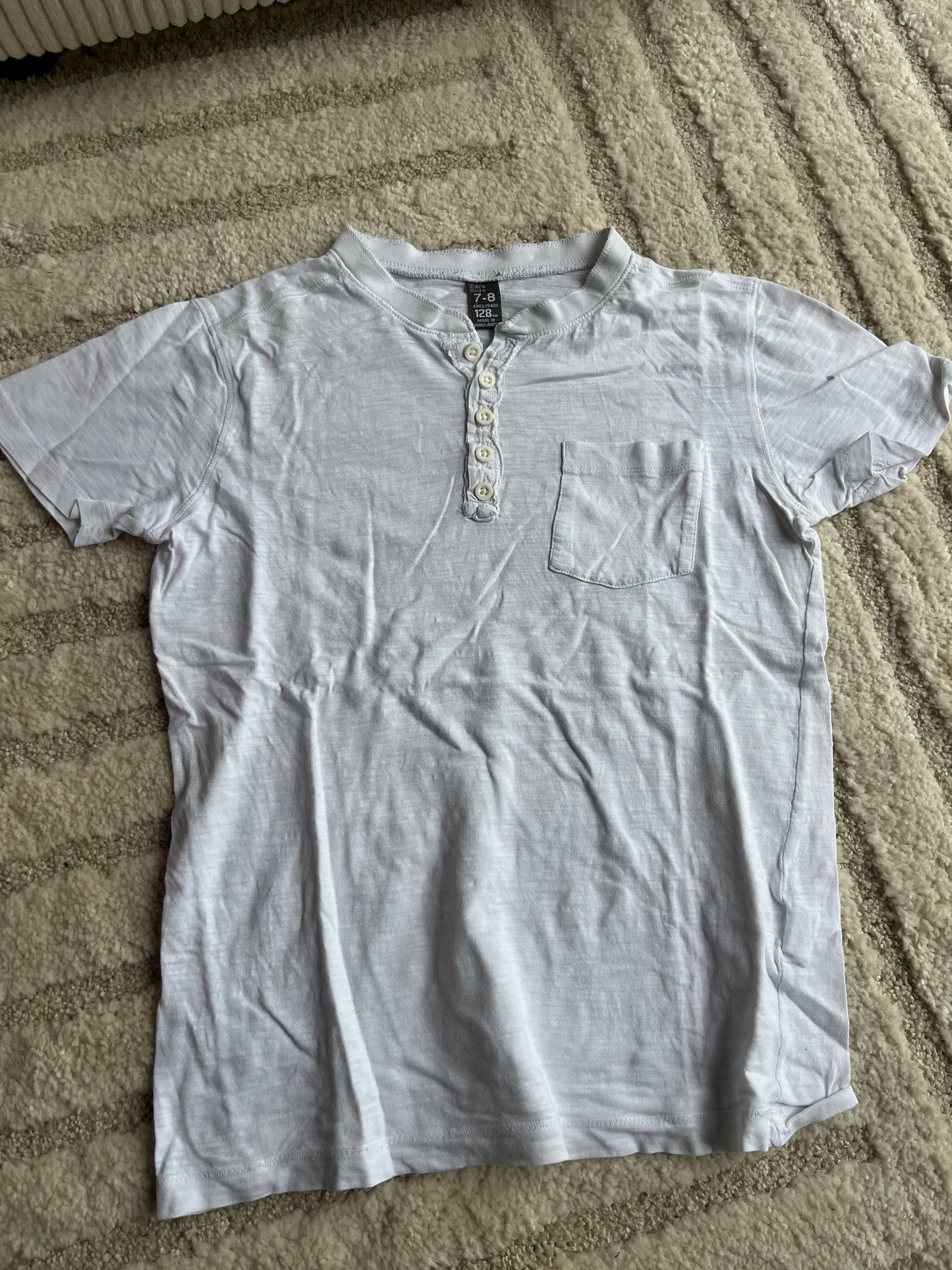 T-shirt à manches courtes blanc léger avec col Zara - 7/8 ans (128cm)