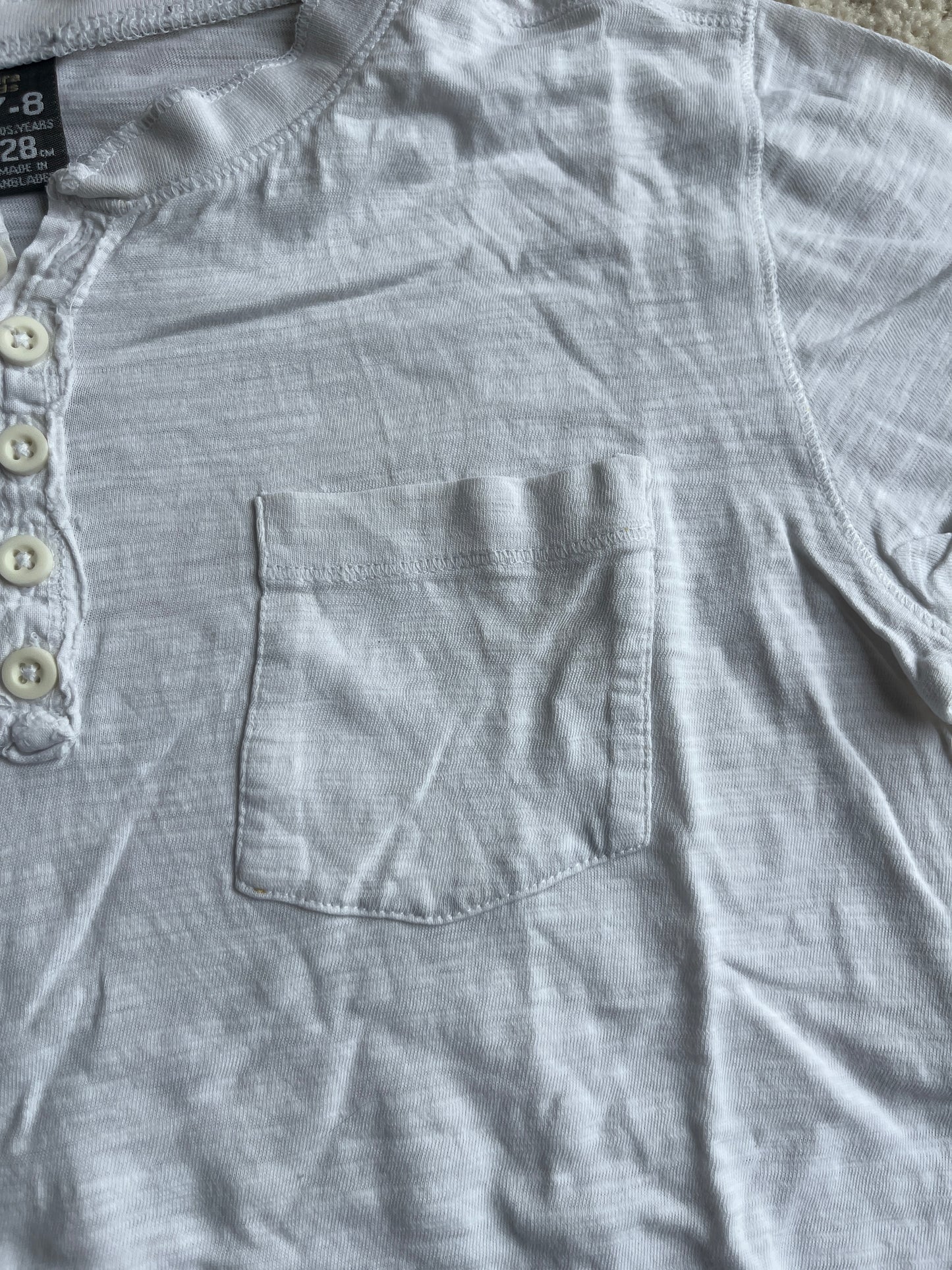 T-shirt à manches courtes blanc léger avec col Zara - 7/8 ans (128cm)